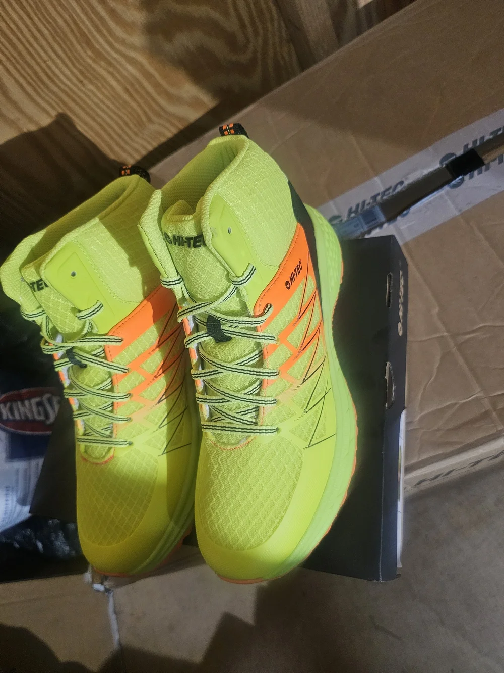 Hi-Tec Neon Yellow Men’s Trail Boots with Orange Accents